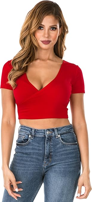 Sexy Women Lady Deep V Neck T Shirt Casual Plunge Cleavage Button Tops Tee Shirt 7384-in T 