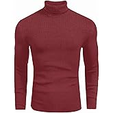 Ekouaer Mens Turtleneck Shirts Ribbed Lightweight Sweater Long Sleeve Casual Pullover Thermal Undershirts S-XXL