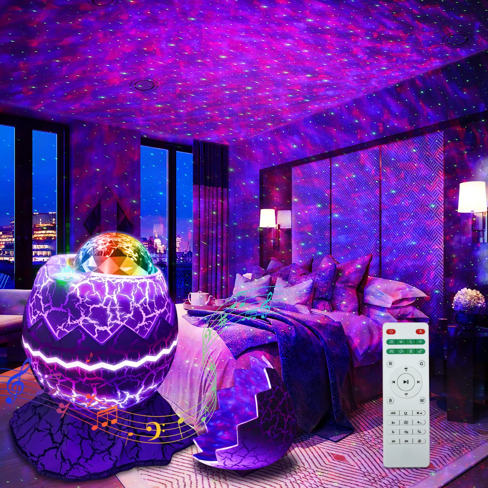 Photo 1 of Rossetta Star Projector, Galaxy Projector LED Lights for Bedroom, App Control Projector with Bluetooth Speaker and White Noise, Night Light for Kids Adults, Christmas, Party, Ceiling, Room Decor