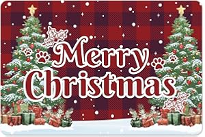 PTFFF Christmas Decorations Pet Feeding Mat Absorbent Dog Food Mat for Water Spill, Dog Mat for Food and Water Bowl, Quick Dry Dog Water Dispenser Mat, Dog Water Bowl Mat for Messy Drinkers