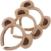 SEWACC 3Pcs Bear Ears Headband, Cute Fluffy Plush Animal Horns Hairband, Women Girls Cartoon Headband, Brown, Party Cosplay Decor