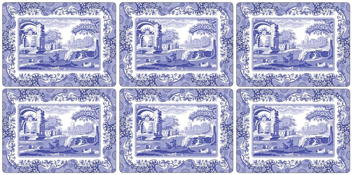 Pimpernel Blue Italian Placemats,Blue/White,30.5 x 23cm Set of 6