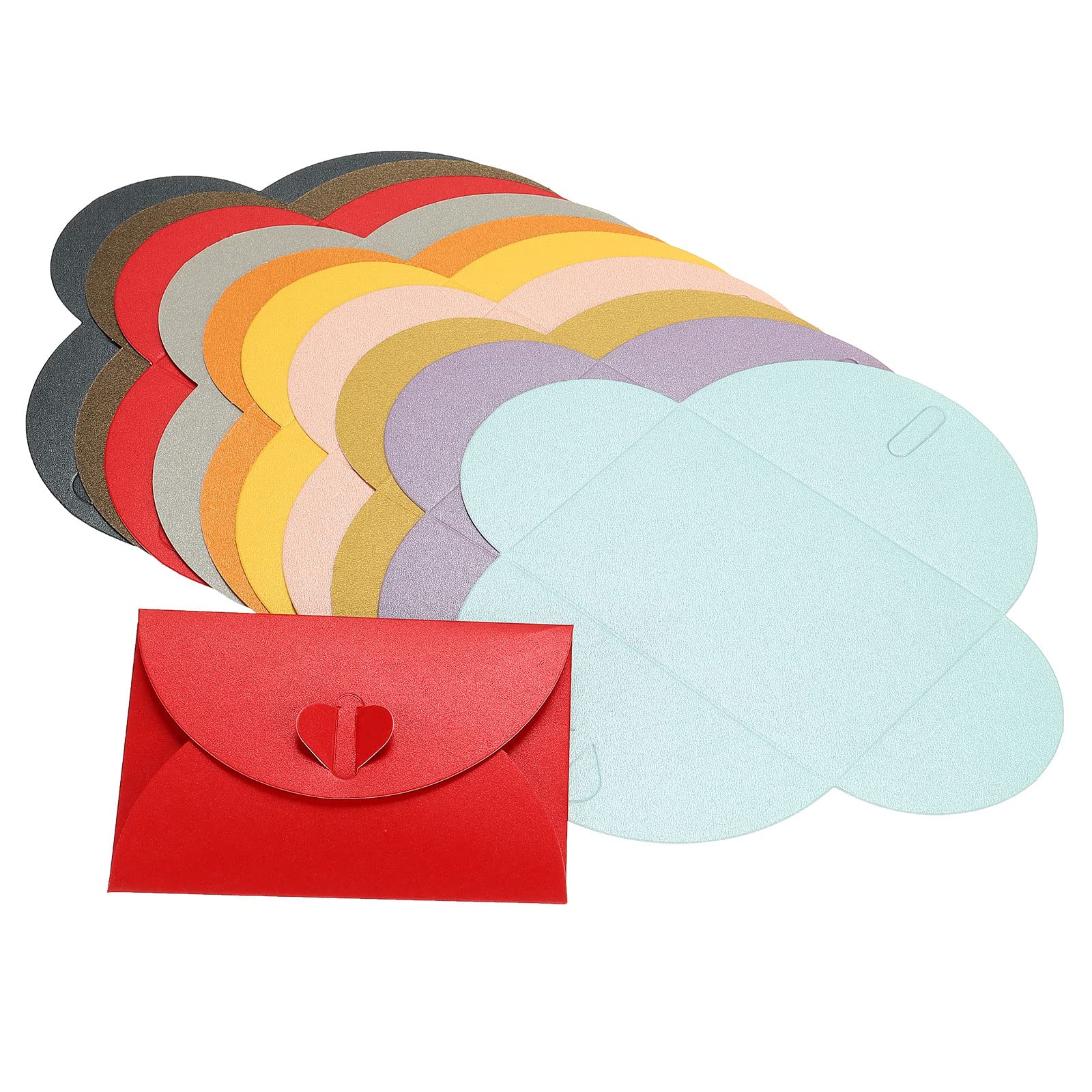 PATIKIL Mini Envelopes, 20 Pack Heart Clasp Tiny Items Storage Cute Present Card Holder for Wedding Greeting Party, Multicolor
