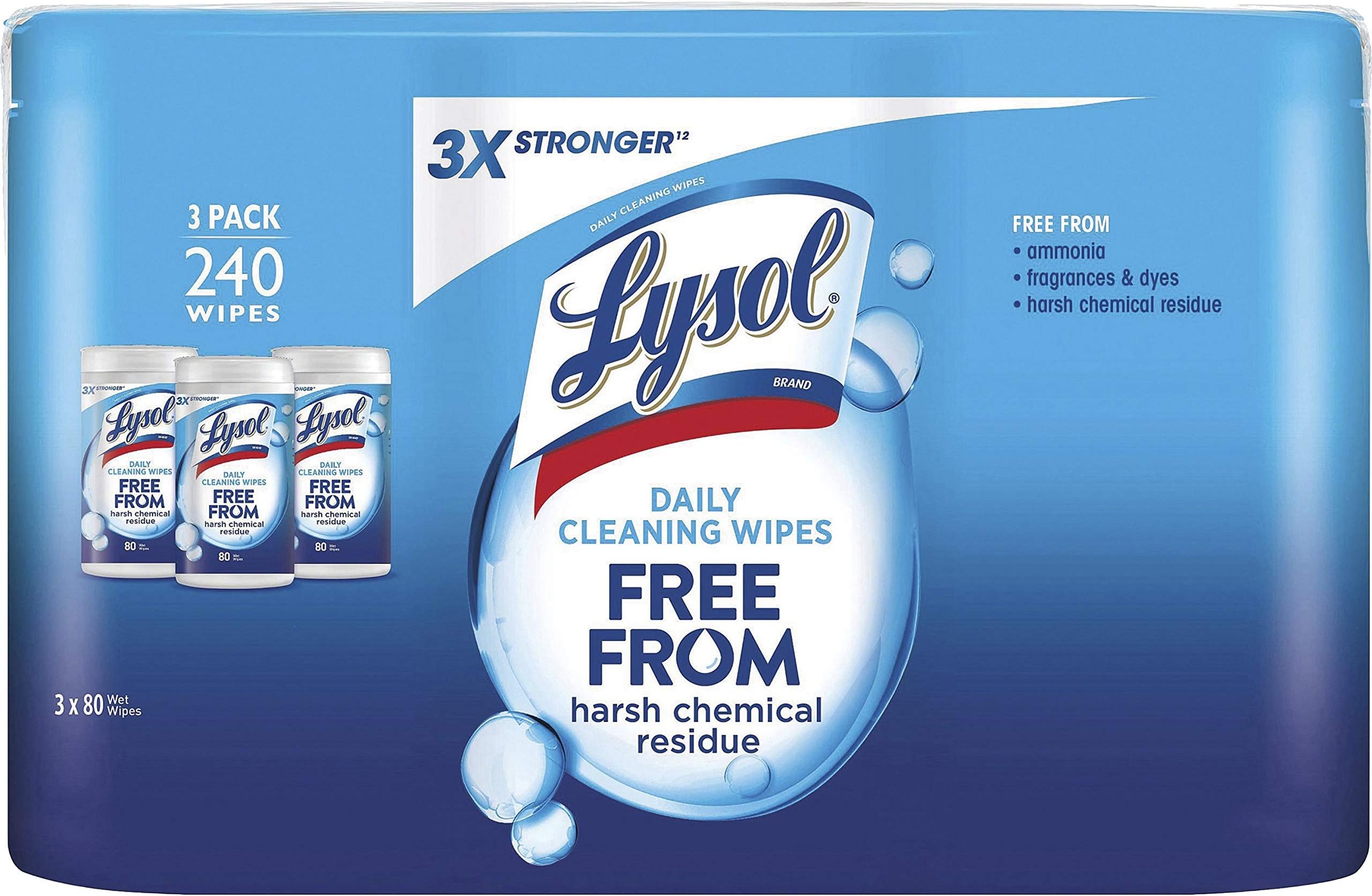 Lysol Daily Cleansing Wipes, 3x80ct,Packaging May Vary