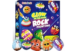 BainGesk Glow in The Dark Rock Painting Kit for Kids, Painting Rock Crafts Set, Arts and Crafts Gifts for Ages 6-8, Creative Activities Art Toys for 6, 7, 8, 9, 10, 11, 12 Year Old Kids