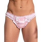 Satini Men's Satin Ruffle Sissy Thong Tanga Knickers Briefs Panties