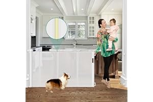 STCOCKIS Reinforced 60" Wide Retractable Baby Gate with Reinforced Rods, 5 ft Retractable Dog Gate Indoor/Outdoor Baby Gate Retractable Mesh Gates for Kids and Pets Retractable Gate - Bottom Anti-Escape, White