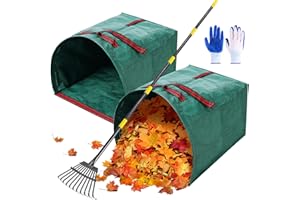 MUDEREK 2 PCS 40 Gallon Leaf Collector - Heavy Collapsible Lawn & Leaf Bags, Leaves Pick up Tool Reusable Yard Waste Bags, Large Yard Dustpan Type Garden Bag for Leaves, Debris, Lawn Trash, Clippings, Grass