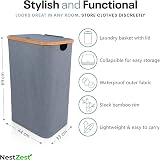 Nest Zest 100L Double Laundry Basket with Lid 2 Compartments Grey view 5