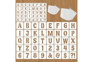 80 Pcs Letter Stencils, 3 Inch & 4 Inch Alphabet Number Stencils, Reusable Large Stencils for Painting on Wood, Wall, Fabric,