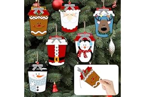 6 Pcs Christmas Wooden Card Holder Gifts Wooden Coffee Snowman Santa Gingerbread Money and Gift Card Sleeves Xmas Cash Holder