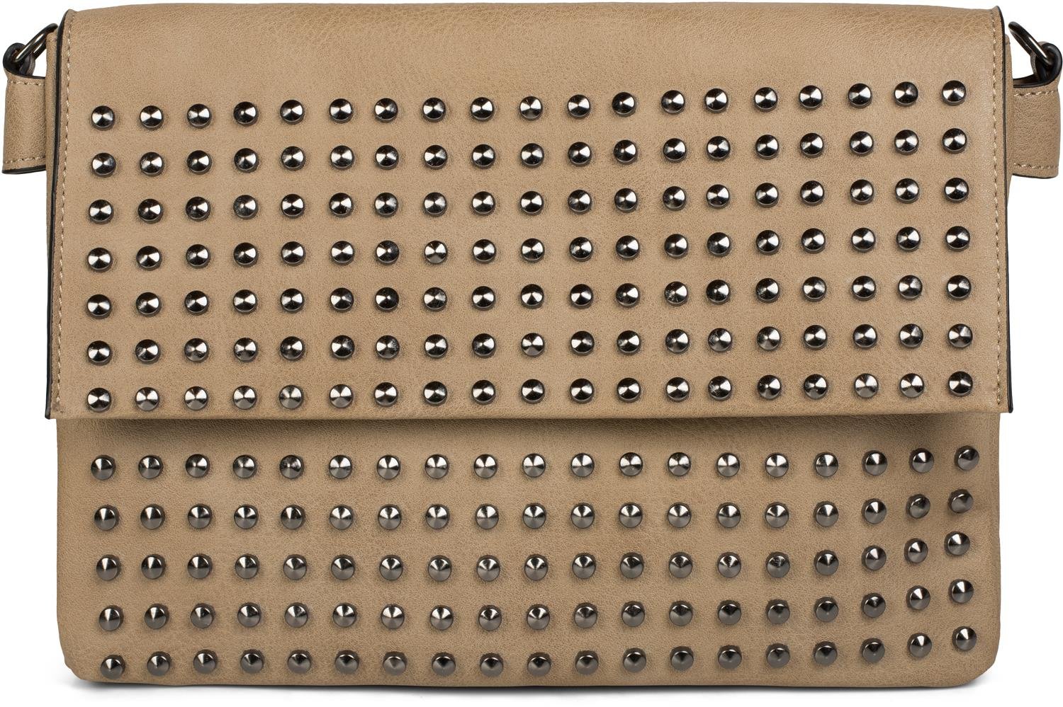 styleBREAKER clutch with studs, evening bag, shoulder straps, handle, shoulder bag, women 02012227, color:Brown