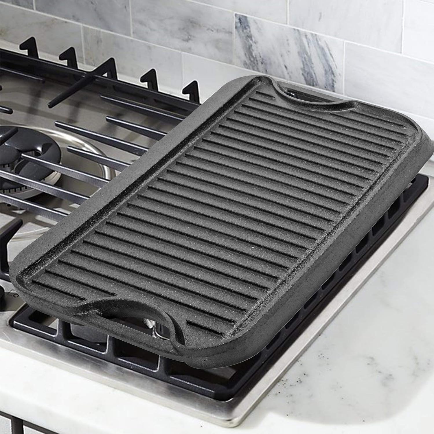 Large Nonstick Two Burner Flat Universal Pancake Grill Pan Set for