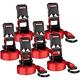 CRAFTSMAN CMXAZBS15006 Black/Red 1" x 12' Ratchet Tie Down Straps - Light/Mid-Weight Duty (1500 lb Break Strength), 6 Pack