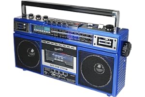 Supersonic SC-3201BT Radio and Cassette Player, 4-band Boombox, Bluetooth Speaker, AM/FM/SW Radio with MP3 Playback, USB and 