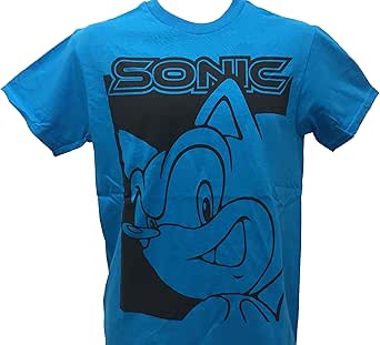Amazon.com: Sonic The Hedgehog Men's Oversized Portrait Logo T shirt Small Turquoise: Clothing