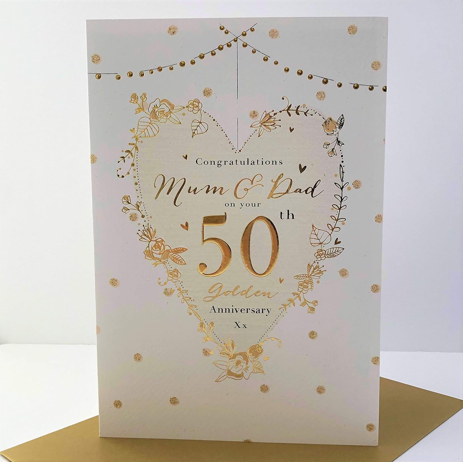 For A Special Mum Dad On Your Golden 50th Wedding Anniversary Card Icg Champagne Design Amazon Co Uk Kitchen Home