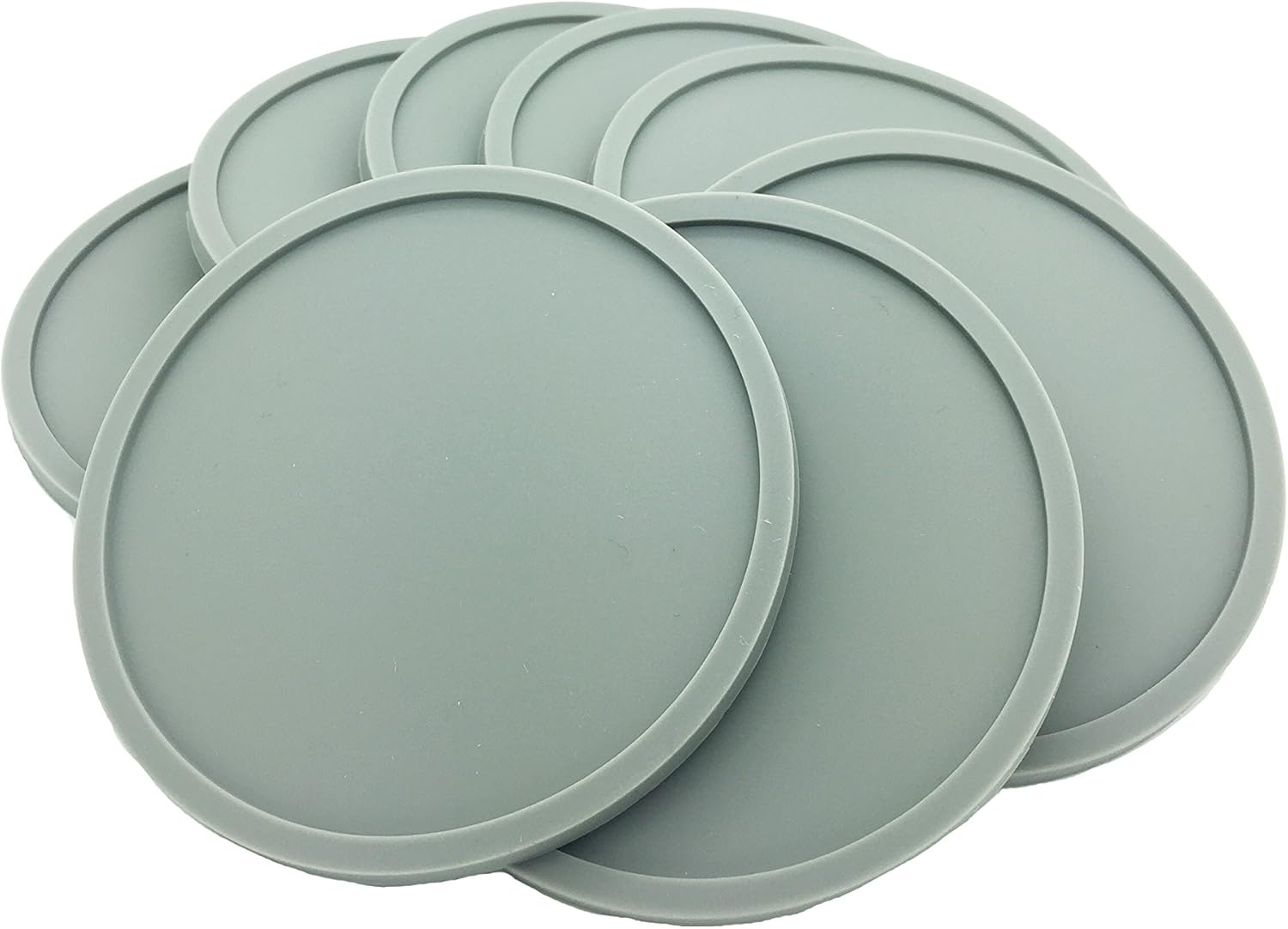 Grey Silicone Coasters Set of 8, Round, Stackable Amazon.co.uk
