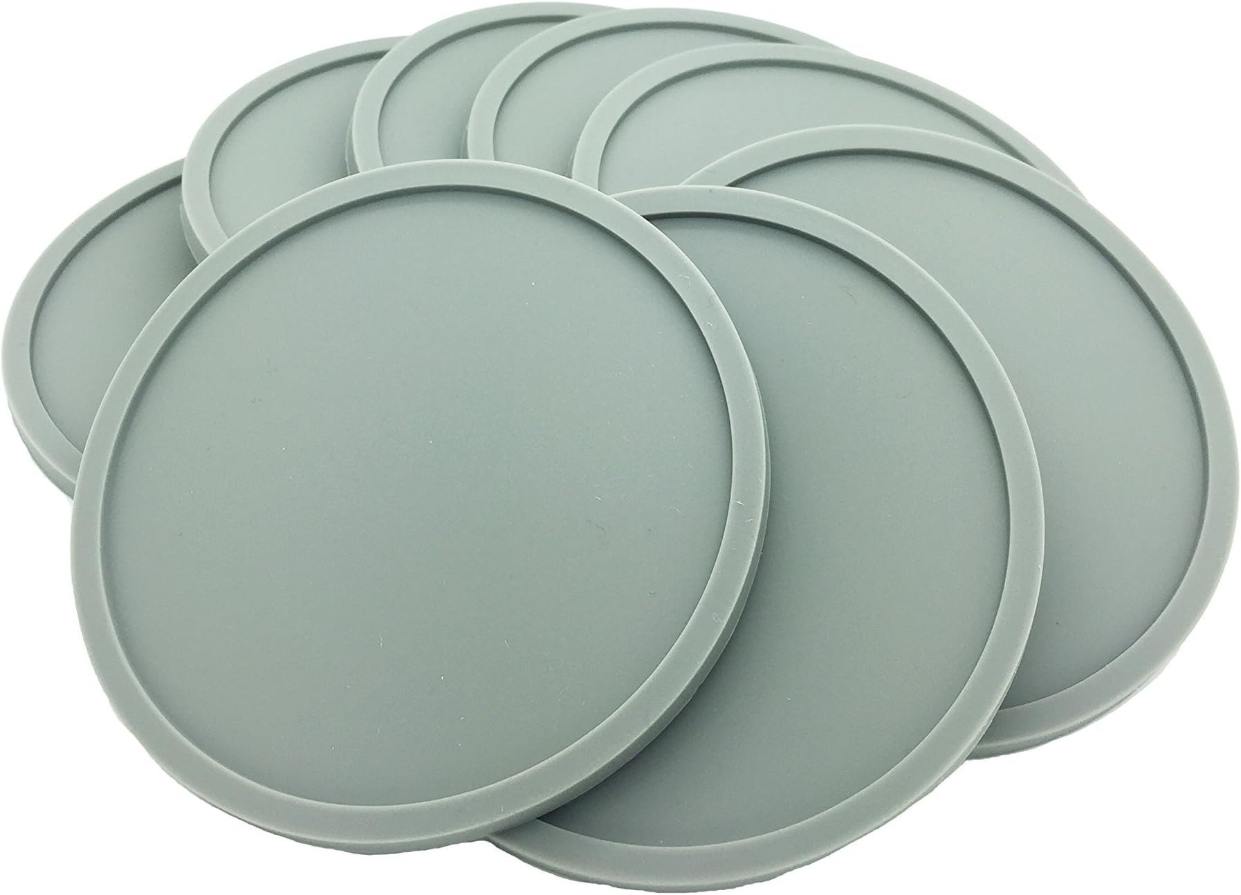 TASTEMKR Grey Silicone Rubber Coasters, Catches Liquids, Protects Furniture from Ring Stains, Doesn't Move Around Table, Good Grip, Round, Stackable, Modern, Trendy Color