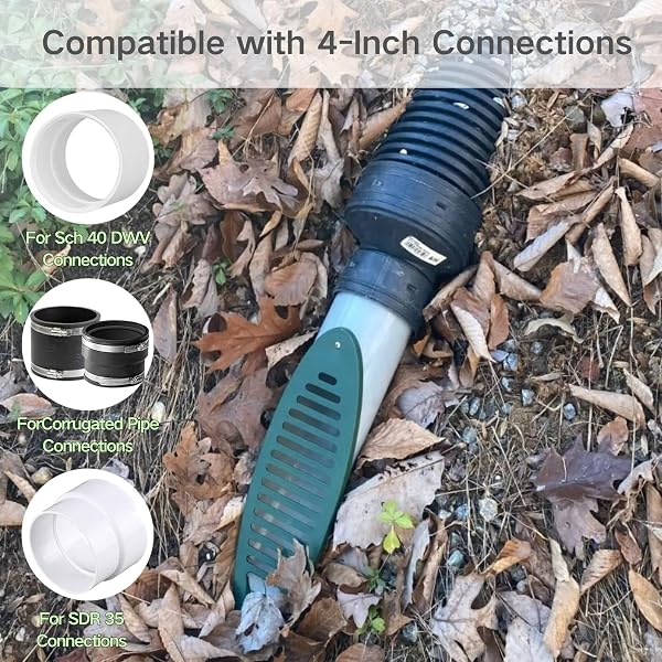 4PCS YARD DRAIN EMITTER,GREEN ANGLED DRAIN FOR SEWAGE PUMP DISCHARGE AND DOWNSPOUT END EXTENSION, DRAINAGE EMITTER COMPATIBLE WITH 4 INCH CONNECTION