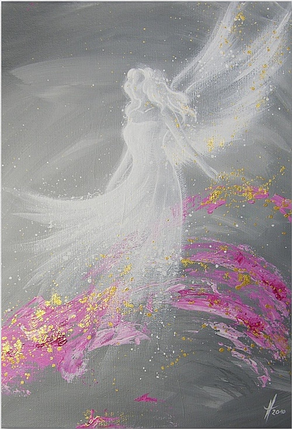 Angel Art Photo "Fulfillment" Mindful Gift Ideas for Her, Neighbours, Colleagues, Mother, Guardian Angel Grey White