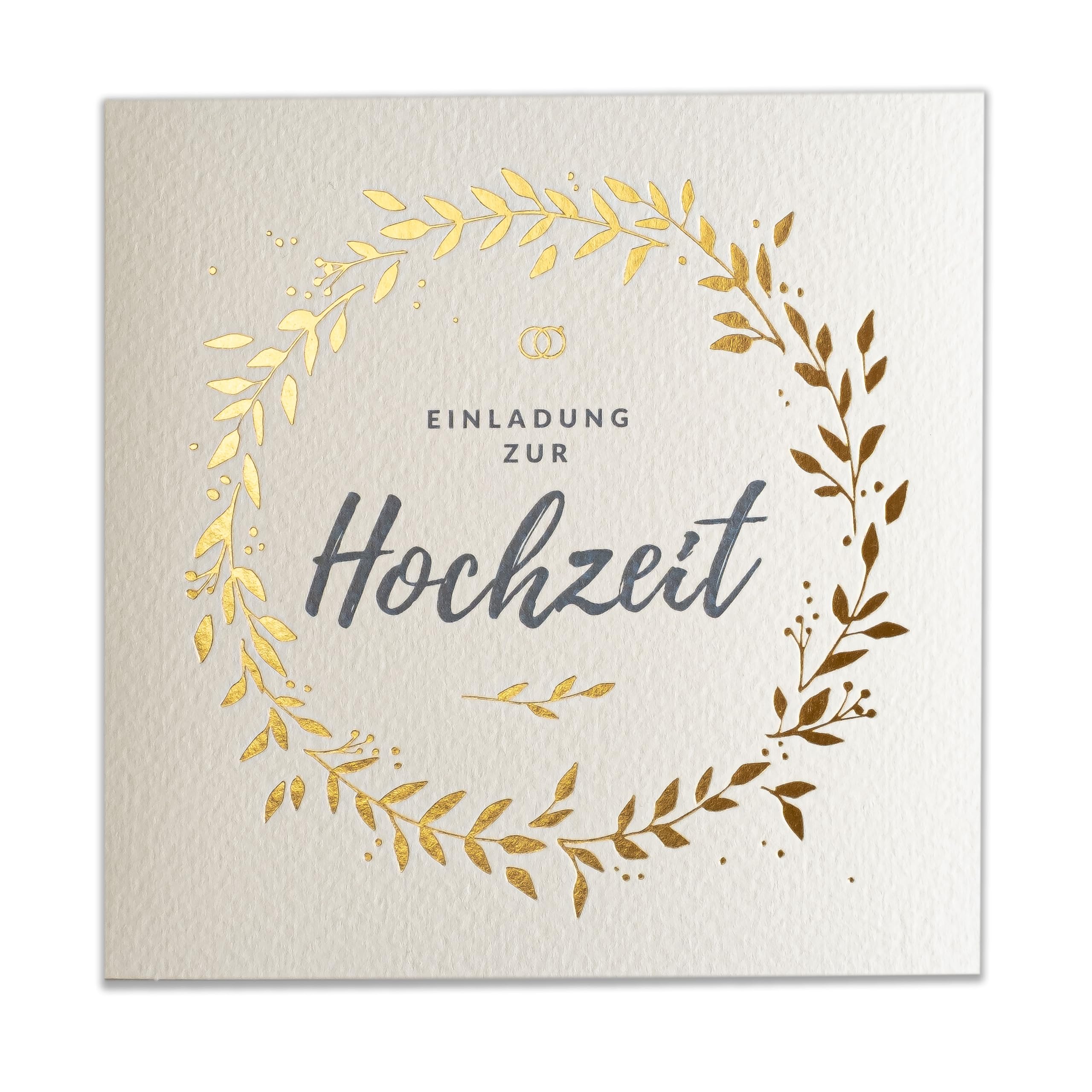 art nuvo Set of 20 135 x 135 mm Wedding Invitations with Printed Inserts and Envelopes for Weddings - Gold Plated Pattern on Watercolour Paper, ZAP_DE_06