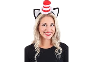 elope Fun Costumes Dr. Seuss Cat in The Hat Costume Ears Headband with Stovepipe Hat Standard - Red