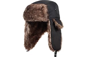 SATINIOR 1 Piece Unisex Trapper Hat with Chin Strap Faux Fur Earflaps Hat Winter Hunting Hats Warm Hat for Women Men