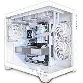 MUSETEX ATX PC Case, 360MM RAD Support, 3 x 120mm Non-ARGB Fans Pre-Installed, 270&deg; Full View Tempered Glass Gaming PC Case with Type-C, Mid Tower ATX Computer Case, White, Y6