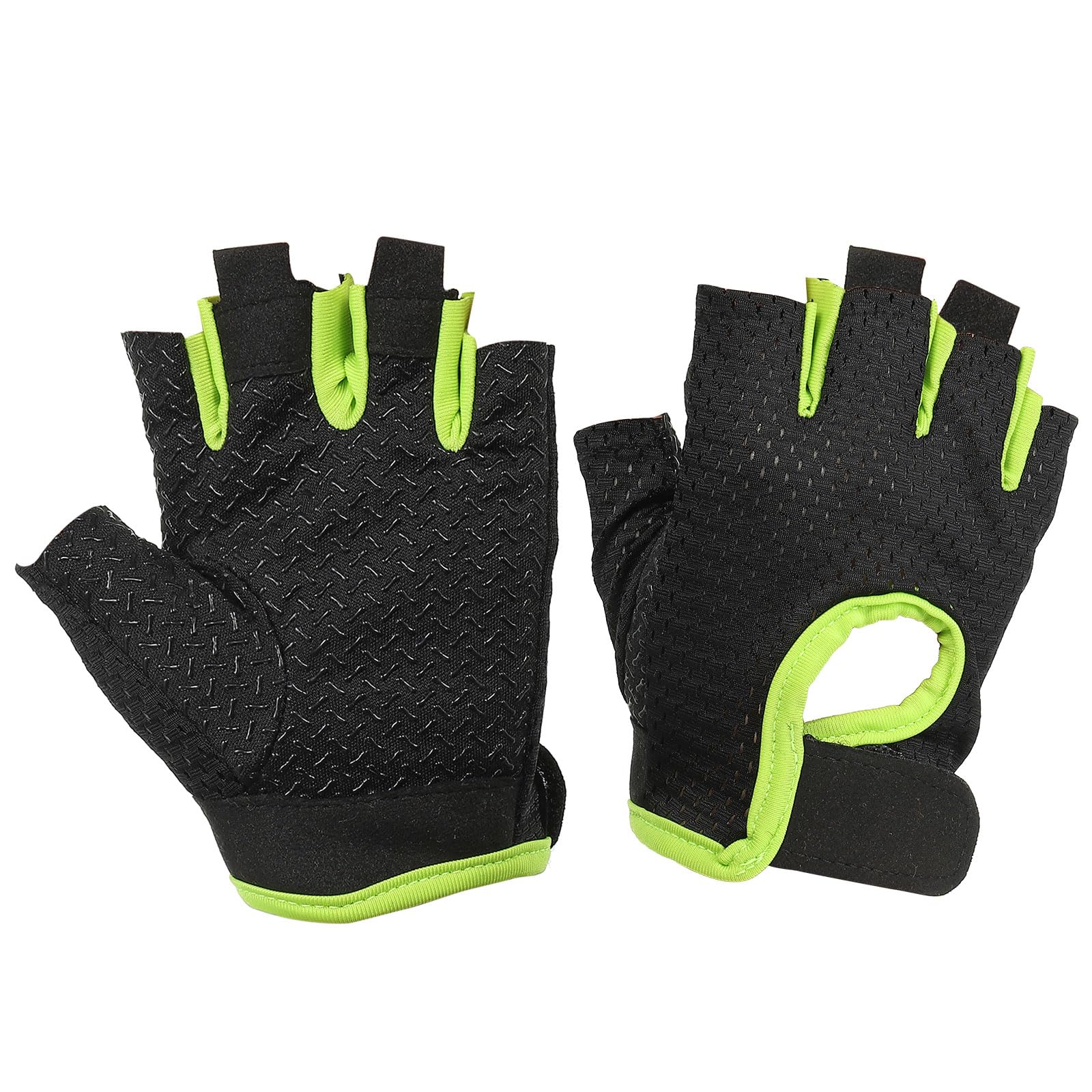 PATIKIL Fishing Gloves, 1 Pair Breathable Fingerless Sun Protection Gloves for Men Women Rowing Kayaking Cycling Hiking, Black, Green (S Size)
