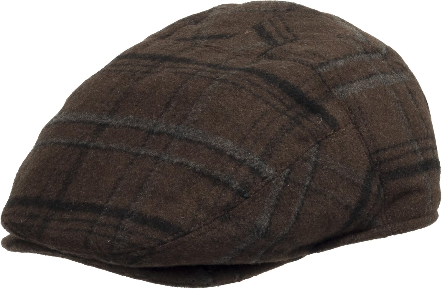 Ultrafino Tusco Wool Grey Plaid Ivy Cap Newsboy Hat with Fleece Ear