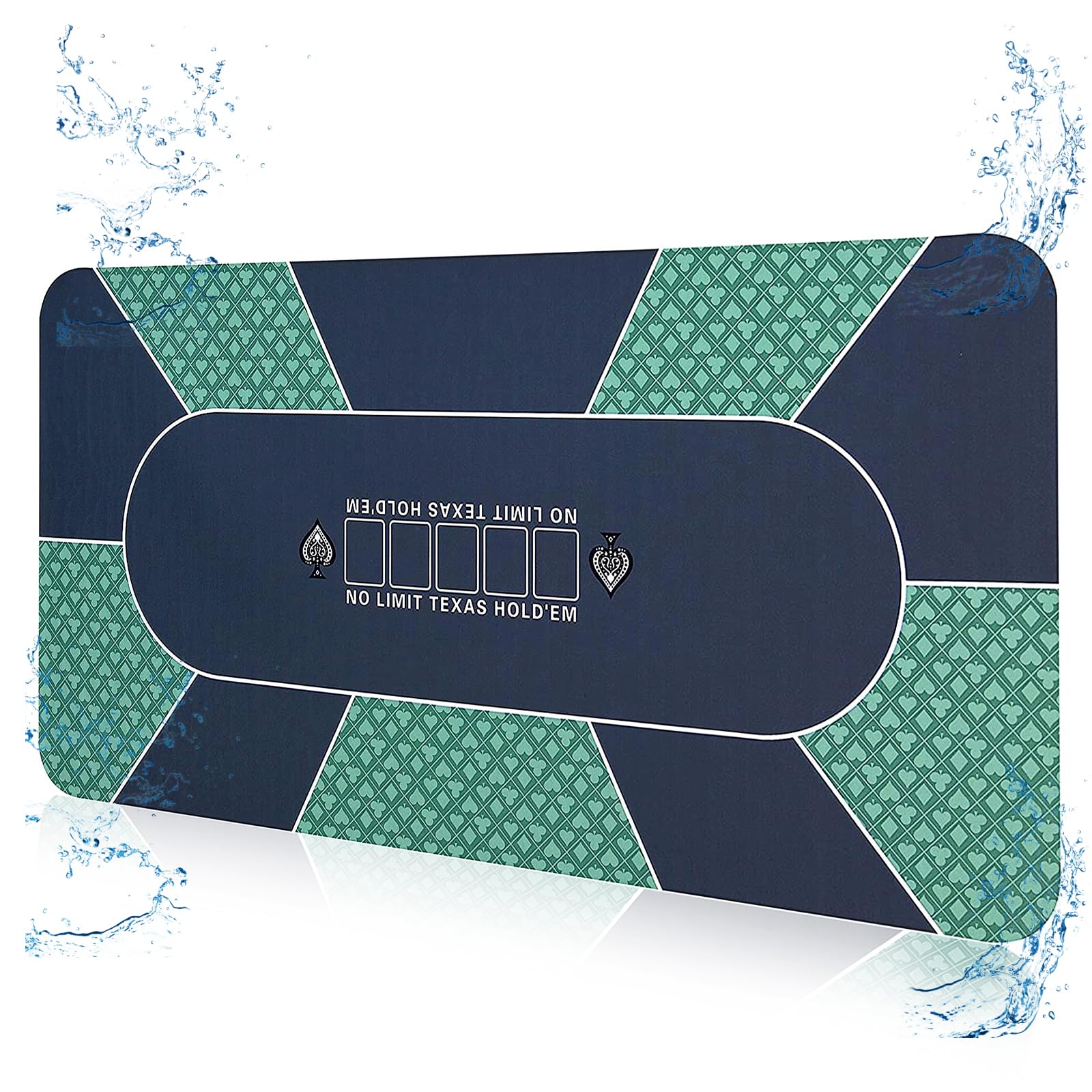 FURUISEN Waterproof Professional Poker Mat 70"x36" inches, 8 Player Portable Rubber Texas Hold'em Poker Table Top Layout w/Zipper Handbag to Play Cards, Poker Games, Blackjack, Casino