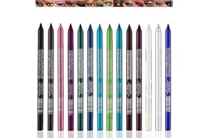 14-Pack Eyeliner Pencil Waterproof Colored Gel Liners with Metallic & Shimmer Finishes Smudge-Proof, 14-Pack Metallic Gel Eye