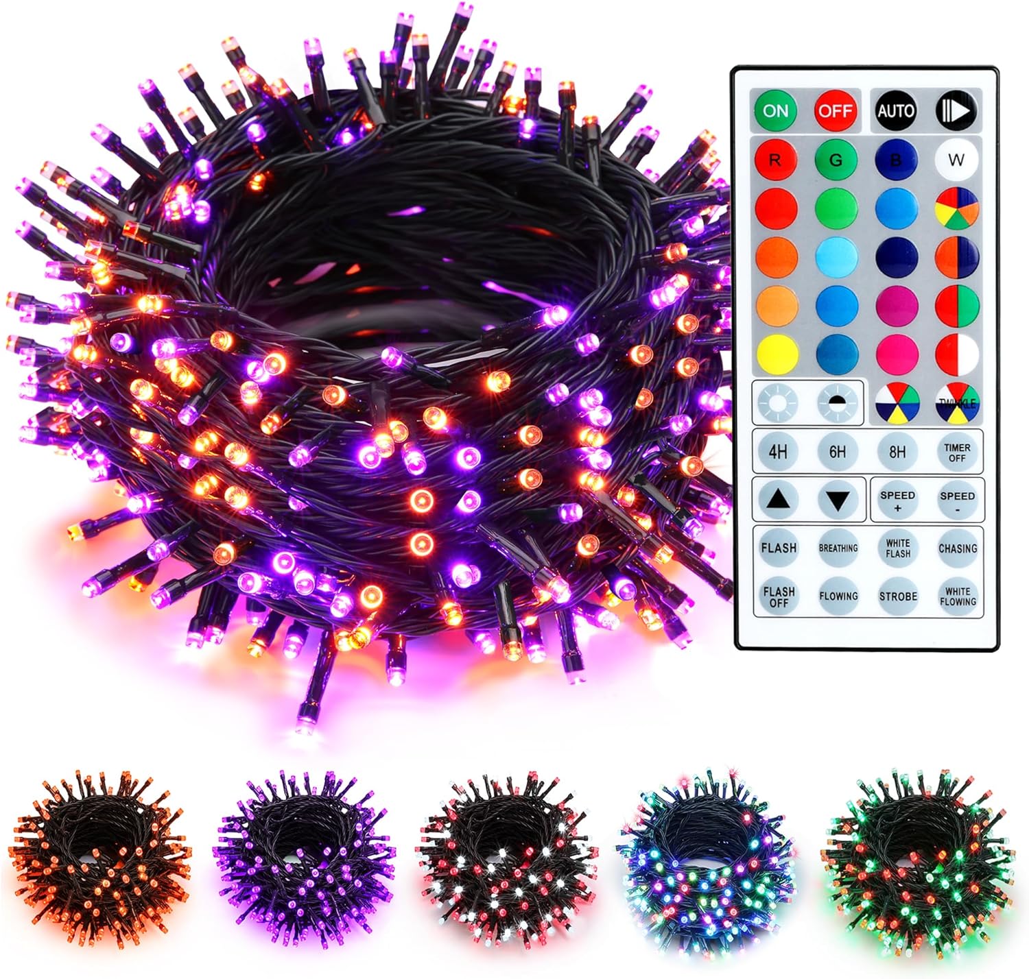 Trees - Brizled Color Changing String Lights 105 Ft 300 LED RGB Halloween Lights Dimmable Multifunctional Christmas Lights with Remote for Indoor Outdoor Halloween Xmas Tree Holiday Party Thankgiving Decor