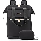 LOVEVOOK Laptop Backpack for Women, 15.6 Inch Work Laptop Bag with USB Port, Fashion Teacher Nurse Backpack Purse, Waterproof Travel Computer Backpack with Organizer Bag, 2PCS, Beige-Black