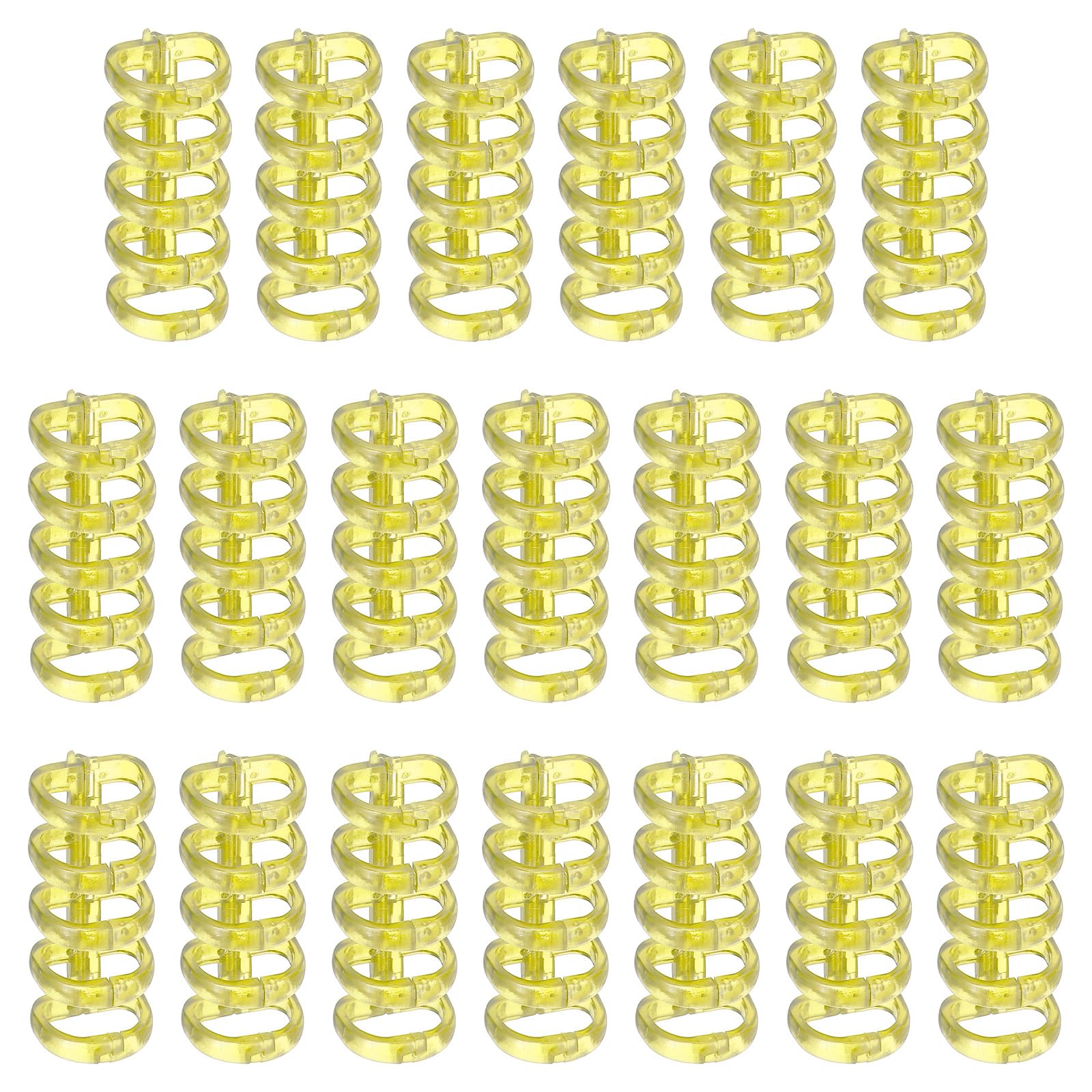 PATIKIL 5-Ring Binding Rings, 1.61"x 0.59"20 Pack Plastic Round Loose-Leaf Rings Comb Folio Binder for Notebook Album and Office Supplies, Transparent Yellow