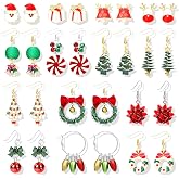 Christmas Earrings for Women Holiday Gift Stocking Stuffers Christmas Dress for Women Snowflake Santa Candy Cane Earrings Bulk Cute Xmas Party Jewelry Gifts