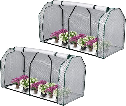 Amazon Com Lynslim 2pcs Mini Greenhouse 48 X24x 21 6 Pe Cover Large Zipper Doors Indoor Outdoor Garden Green House Flowerpot Cover Garden Outdoor