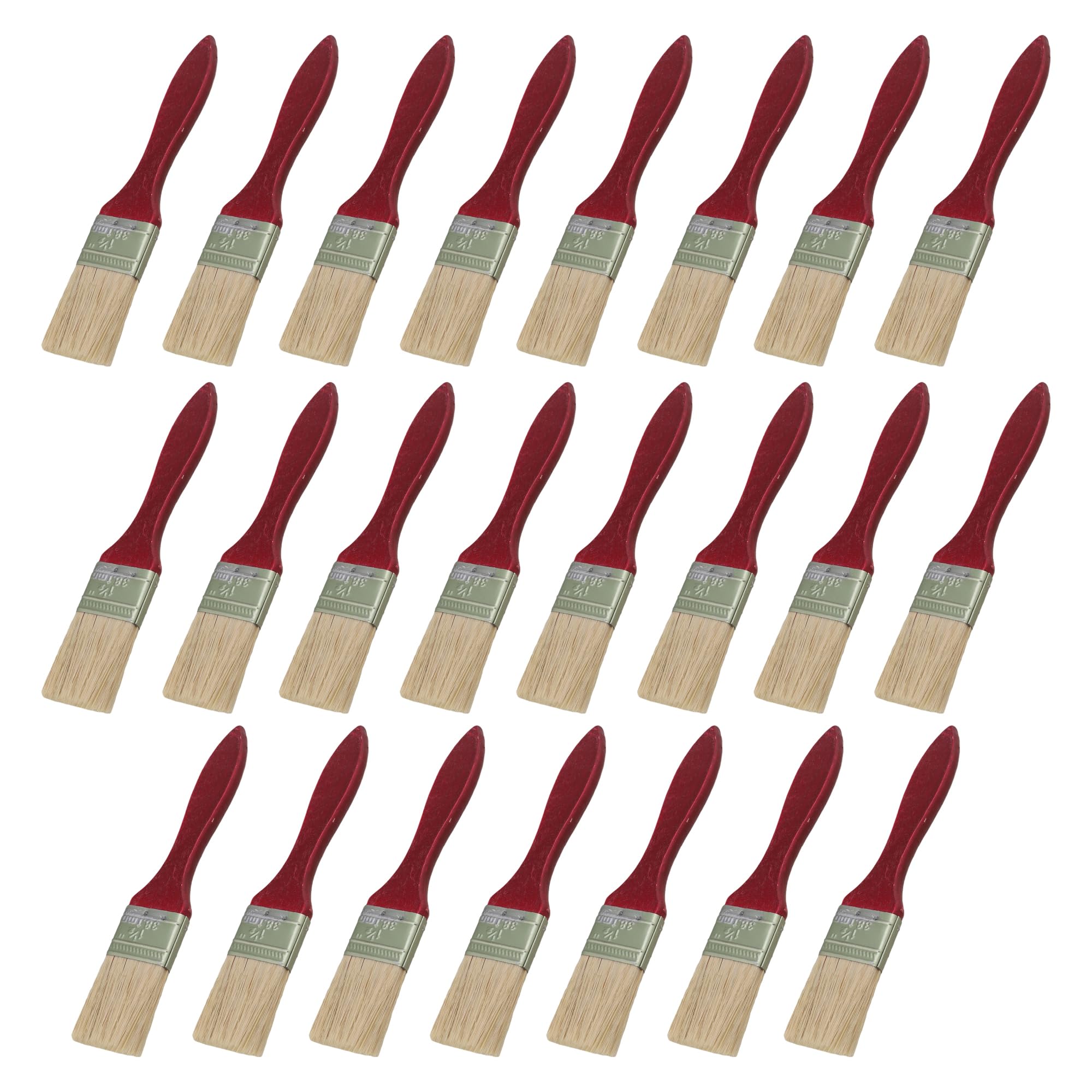20pcs Low Cost Paint Brushes or Chip Brush with Red Wooden Handle,1.5" Width for Paint,Stain,Varnish, Gesso, Primer, Glue