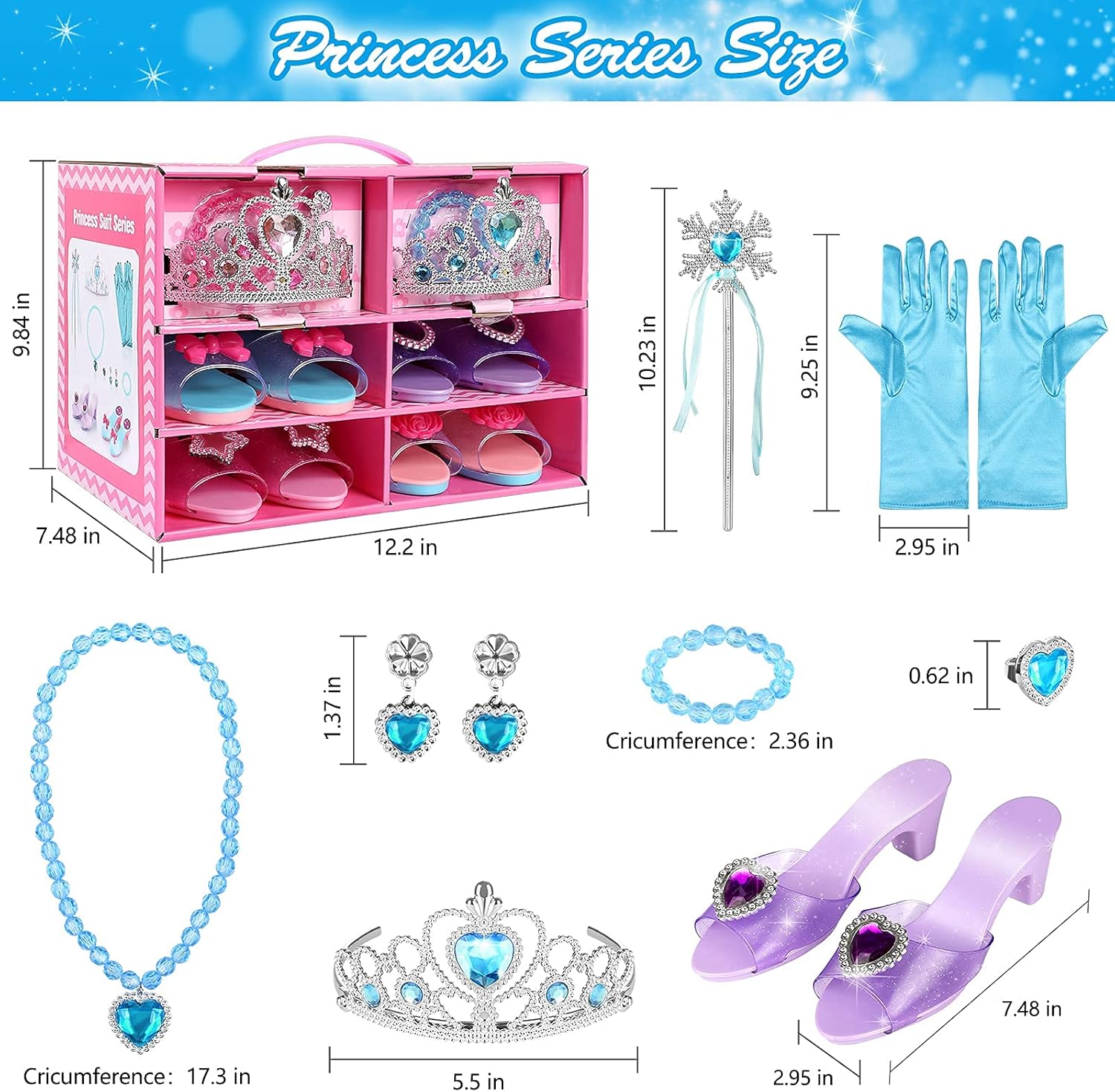 SUPER JOY Princess Dress Up Shoes & Jewelry Boutique - Pretend Princess Toys, 4 Pairs Play Shoes and Multiple Fashion Jewelry Accessories Girls Role Play Beauty Gift Toys for Age 3 4 5 6 Year Old: Toys & Games
