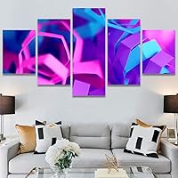 SIGNWIN 5 Panel Canvas Wall Art Modern Art Abstract Closeup Cool Line Minimalism Minimalist Multicolor for Home Decorations Ready to Hang - 60
