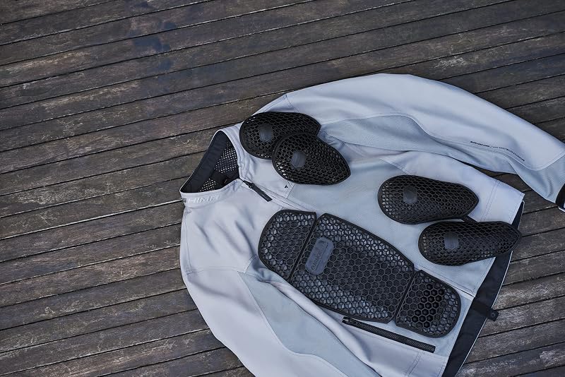 Casaco de moto masculino OPENAIR | Casaco de moto de malha de verão leve e respirável com proteções CE nas costas, ombros, cotovelos, ajuste de largura (Cinzento, XL)