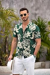 COOFANDY Mens Hawaiian Shirt Short Sleeve Floral