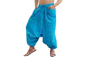 SARJANA HANDICRAFTS Men's Cotton Harem Genie Dance Yoga Alibaba Hippie Pants