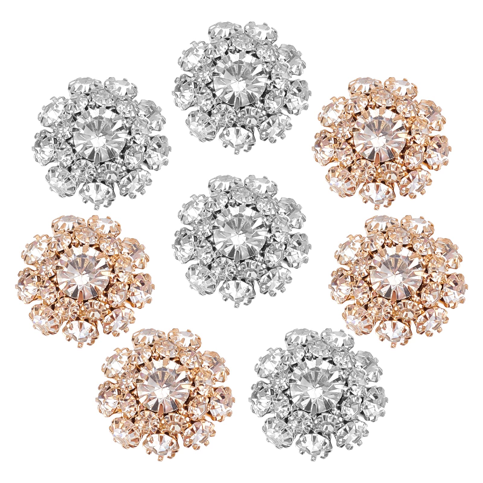 GORGECRAFT 2 Colors 8PCS Rhinestone Shank Buttons Crystal Flower Shape Rhinestone Button Clothes DIY Jewelry Decoration for Crafts Wedding Party Bouquet Sew on Clothing (Brass)