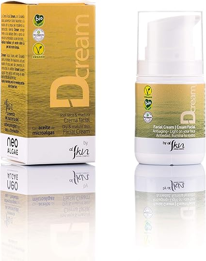 Crema Facial Ecológica | Cosmética Natural Certificada Ecológica | Aumenta el Acido Hialurónico Natural de la Piel | Microalgas de Origen Natural | Envase de 50 ml | Alskin: Amazon.es: Belleza