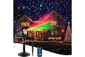YIVSEN Christmas Projector Lights Outdoor, Thick Metal Housing Laser Light Projector, Red and Green Christmas Decorations Light with Remote, Holiday Projector Stars Lights Show for House/Party/Garden/Yard