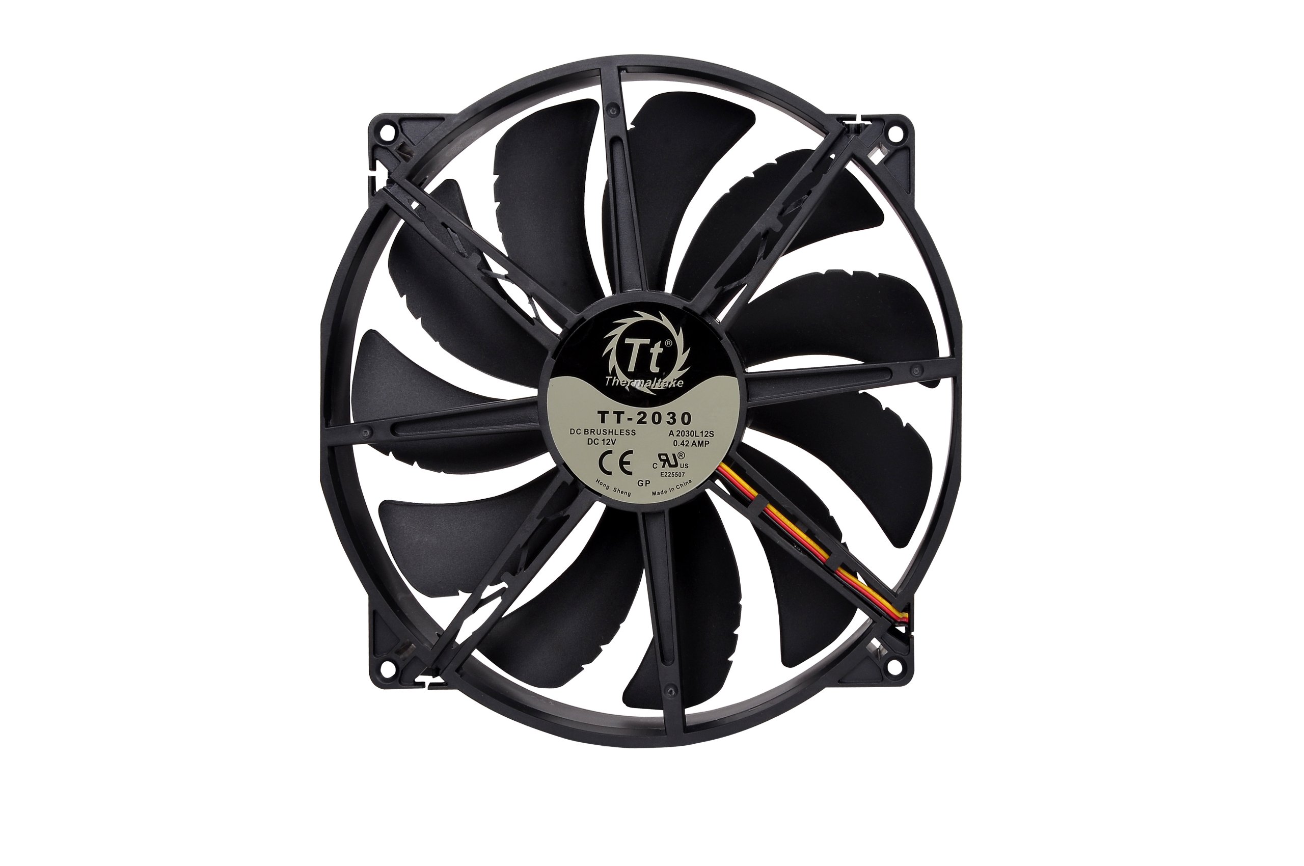 Thermaltake 200mm Pure 20 Series Black 200x30mm Thick Quiet High Airflow Case Fan with Anti-Vibration Mounting System Cooling CL-F015-PL20BL-A
