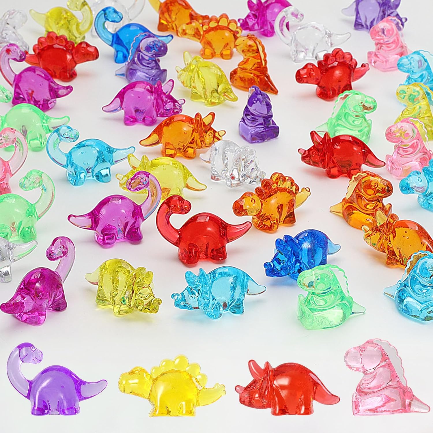 Vase Fillers - HAPTIME Acrylic Gems, Mini Dinosaur Figures Party Decorations, 60 Pieces Plastic Gems Party Favors for Kids, Vase Filler, Table Scatters Crystals, Fish Tank Decorations