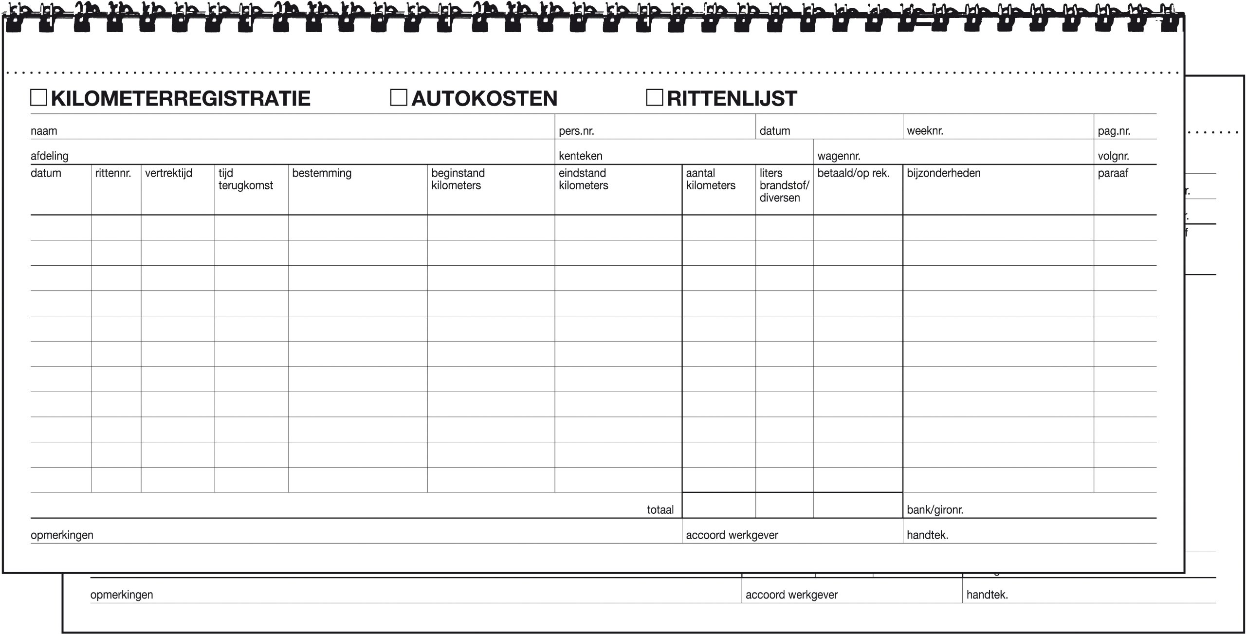 Sigel Expres 30205 Kilometer Egistratie/Auto, Spiral Binding, SD Paper 29,7x14 cm